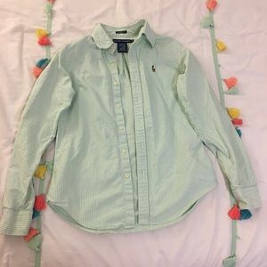 Green and White Ralph Lauren Button Down